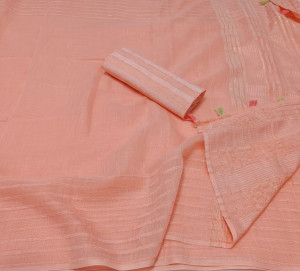 Baby pink color linen silk saree with weaving work
