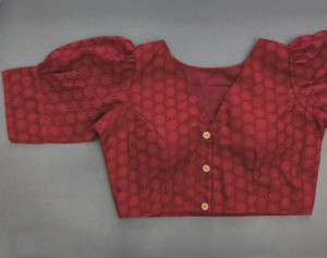 Maroon color pure cotton blouse with chikankari work