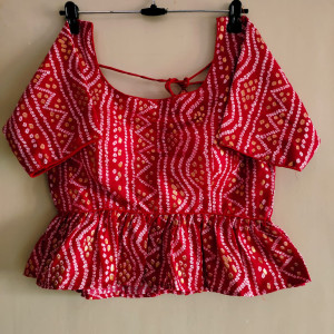 Rajwadi concept bandhani printed work red color blouse