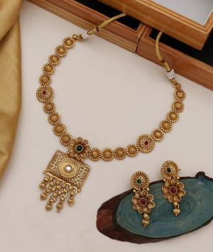 Brass Alloy Gold plated Necklace Set
