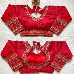 Heavy milan silk with embroidery work red color blouse