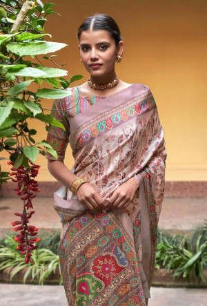 Magenta color muslin silk saree with digital printed work