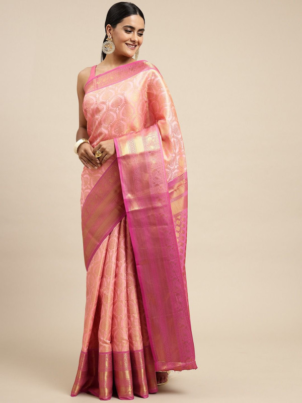 Lilac Pink Woven Kanjivaram Silk Saree | Silk sarees, Kanjivaram sarees,  Blouse piece