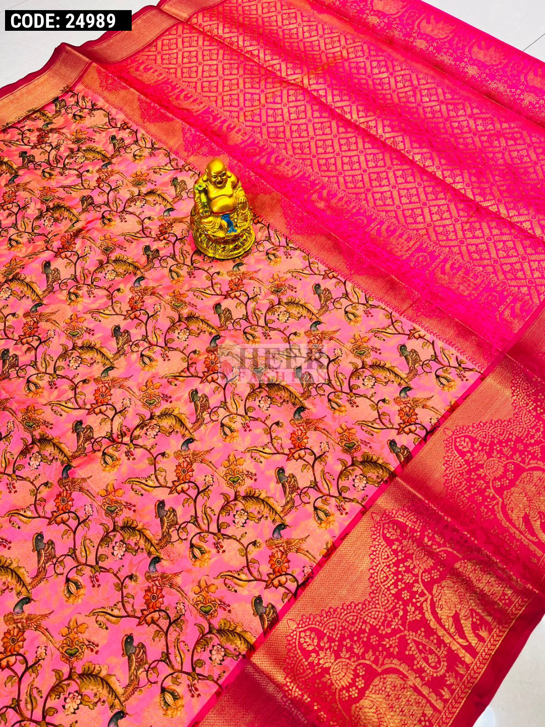 pink-color-kanchipuram-silk-saree-with-kalamkari-design