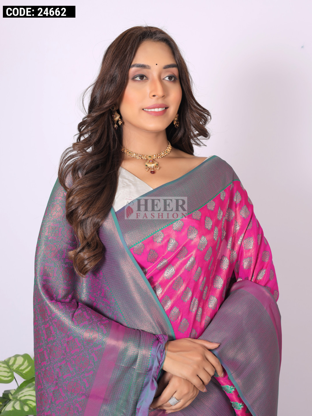 Pink Color Banarasi Silk Saree With Zari Weaving Work 5001