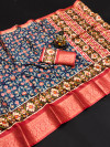 Firoji color soft patola silk saree with digital printed work