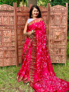 Pink color soft bandhani saree with hand bandhej printed work