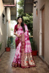 Magenta color dola silk saree with shibori printed work