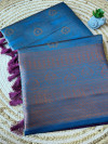 Firoji color soft kanjivaram silk saree with zari weaving work