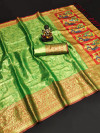 Parrot green color soft kanjivaram silk saree with zari weaving work