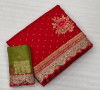 Red color dola silk saree with zari embroidery work