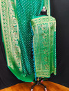 Sea green color bandhej silk saree with meenakari weaving work
