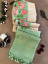 Pista green color soft silk saree with pichwai printed work