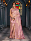 Lavender color soft silk saree with zari weaving work