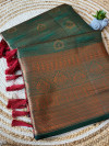 Green color soft kanjivaram silk saree with zari weaving work
