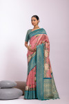 Pink soft kanjivaram silk saree with zari weaving work