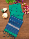 Rama green color soft raw silk saree with weaving work