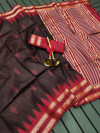 Coffee color soft tussar silk saree with weaving temple border