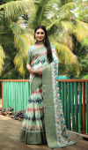 Green color dola silk saree with digital printed work