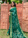 Dark green color soft bandhani saree with hand bandhej printed work