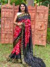 Multi color soft bandhani saree with hand bandhej printed work