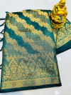 Firoji color organza silk saree with zari weaving work