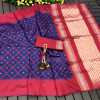 Navy blue color handloom raw silk saree with korvai temple border