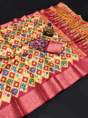 Yellow color soft patola silk saree with digital printed work