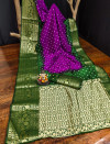 Magenta and green color bandhej silk saree with meenakari weaving work
