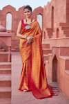 Red color soft silk saree with zari weaving work