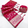 Pink color banarasi silk saree with zari weaving work