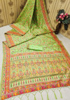 Pista green color pashmina silk saree with weaving work