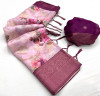 Magenta color soft linen silk saree with digital printed work