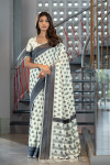 Gray color soft handloom cotton saree with woven design