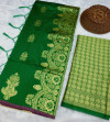 Green color soft lichi silk saree with zari weaving work
