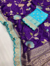 Purple color dola silk saree with zari weaving work