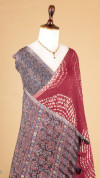 Red color soft cotton shibori print saree with ajrakh pallu