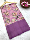 Baby pink color softy silk saree with zari weaving & digital printed work