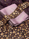 Plain Pink color chiffon saree with coding embroidery & sequence work blouse