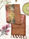 Brown color chanderi silk saree with zari weaving work