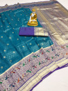 Rama green color kanchipuram silk saree zari weaving work