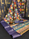 Purple color dola silk saree with rangeen patola design & digital printed work