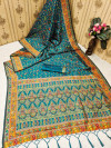 Rama green color pashmina silk saree with weaving work