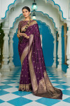 Magenta color soft silk saree with zari weaving work