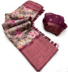 Multi color soft linen silk saree with zari weaving & digital printed work