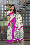 Pink color soft handloom cotton saree with woven design