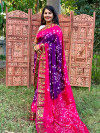 Multi color soft bandhani saree with hand bandhej printed work