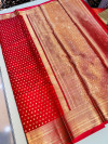 Red color kanjivaram silk saree with zari weaving work