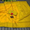 Yellow color khadi raw silk saree with jamdani weaving border