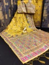 Yellow color soft banarasi silk saree with zari weaving work